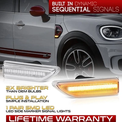 [SEQUENTIAL]Amber LED Side Marker Lamps For 2017-2022 Mini Cooper Countryman Foto 1 de 4