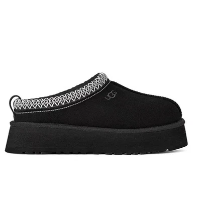 HOT SELLING UGG Tazz II Suede Logo Detail Platform Clog Slippers, Black - Image 1 of 4