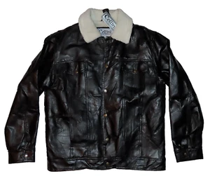 New Cellini Genuine Leather Jacket Size XL Black Viking Patch Stitching - Picture 1 of 12