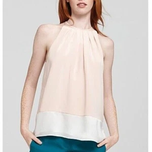 THEORY Milka Silk Blend Blush Pink Ivory Color Block Cami Tank Top Blouse Small - Picture 1 of 7