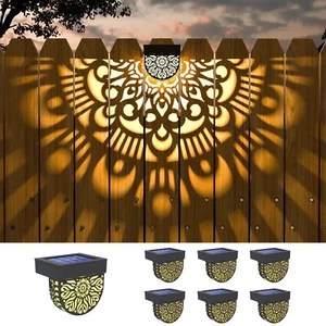 6 Pack Solar Fence Lights Outdoor Wall Lights Plastic Solar Powered Deck Step... - Picture 1 of 7
