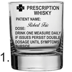PERSONALISED ENGRAVED PRESCRIPTION WHISKY GLASS - Picture 1 of 7