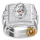 Men's Real Genuine Diamond 0.75 Cwt. Lion King Head Crown Face Custom Band Ring