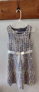 Bonnie Jean Wedding Party Fancy Dress Grey/Silver Flowers - Size 14 - Picture 1 of 3