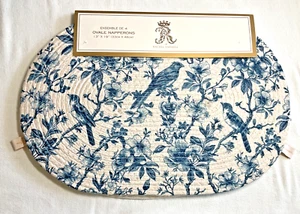 TOVAGLIETTE RACHEL ASHWELL (4) OVALI BIANCHE BLU UCCELLINI FIORI 100% POLIESTERE NUOVE CON SCATOLA - Foto 1 di 2