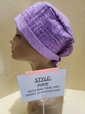 Purple Haze Pixie Skull Women's Surgical Scrub Hat/Cap Handmade - Image 1 of 4
