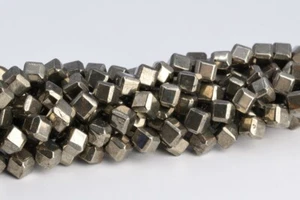 6MM Copper Pyrite Cube Diagonal Drilled Grade AAA Natural Gemstone Loose Beads - Picture 1 of 4