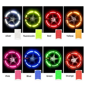 24pcs Hub Rim Stripe Tape Decal Reflective Car Motor Wheel Stickers Accessories - Picture 1 of 19