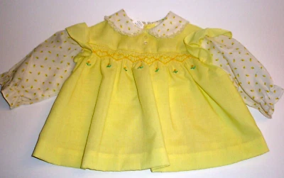Vestido Infantil Vintage 18 Meses Amarillo Bordado Encaje Floral Leer Foto 1 de 4