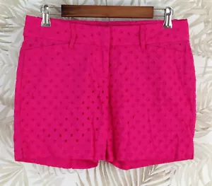 The Limited EYELET womens preppy shorts size 4 mid rise cotton pink lined slit - Picture 1 of 5