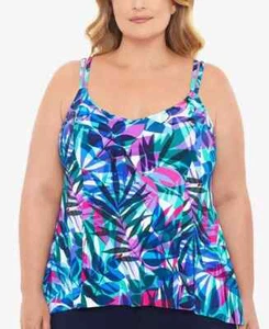 Swim Solutions 281907 Plus Size Princess-Seam High-Low Tankini Swimsuit Size 20W - Picture 1 of 3