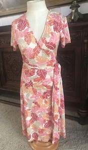 TORY RICHARD HAWAIIAN JERSEY WRAP DRESS PINK CORAL SIZE 6 - Picture 1 of 3