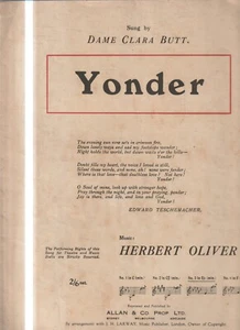 PARTITURAS DE COLECCIÓN, YONDER, DAME CLARA BUTT, HERBERT OLIVER - Imagen 1 de 1