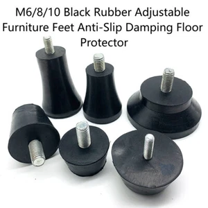 M6/8/10 Black Rubber Adjustable Furniture Feet Anti-Slip Damping Floor Protector - Bild 1 von 16