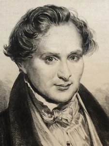 Ritratto di "VICTOR HUGO " inciso su seta 1828.Jean-Marie Devéria - Bild 1 von 7
