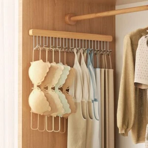 Wooden Belt Rack Pull-out Storage Hangers Scarf Organizer Tie Belt Hangers - Picture 1 of 18