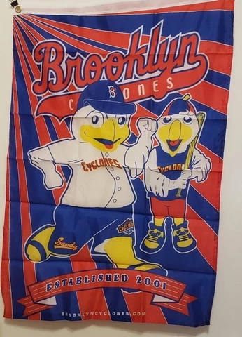 VINTAGE Brooklyn Cyclones Sandy & Pee Wee Flag Banner -- New In Package Cover