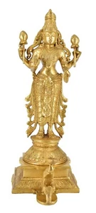 Whitewhale Standing Goddess Lakshmi with Prabhavali Brass Statue for Home Decor - Picture 1 of 6