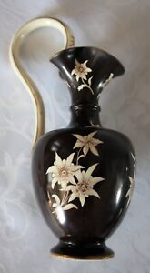 Super schöne alter kleiner Zierkrug oder Vase, Edelweiß, Keramik, sign. W 