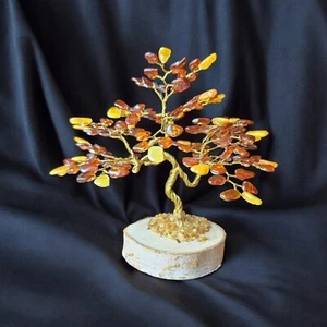 Bonsai Baltischer Bernstein Lebensbaum Glück Glück Geld Chakra Edelstein Kristall - Bild 1 von 4