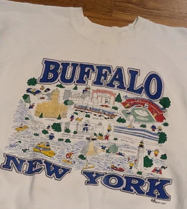 Vintage Buffalo New York Sweatshirt - Large (?) No Tag - Landmarks Niagara Falls - Picture 1 of 24