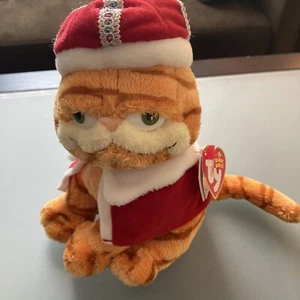Garfield die Katze Cartoon 7 Zoll Plüsch TY Beanie Baby "Seine Majestät" Neu mit Etikett - Bild 1 von 6