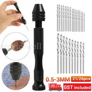 21/26x Mini hand Drill Vise Hand Bits Twist Woodworking Precision Pin Tools Set - Picture 1 of 14