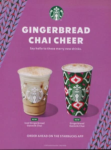 ANUNCIO CAFÉ STARBUCKS #83 RARO 2023 REVISTA AGOTADA "JINGERBREAD CHAI CHEER" - Imagen 1 de 2