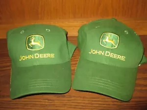 TWO John Deere Licensed Green Caps/Hats, Embroidered, Brand New With Tags - Picture 1 of 5