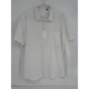 J. Ver Italian Mens White Short Sleeve Button Up Shirt Linen Blend Sz 3XL NWT - Picture 1 of 11