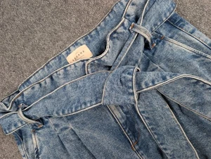 Sezane Austin High Waist Paperbag Trousers Jeans Womens 40 Med Wash Belted - Picture 1 of 9