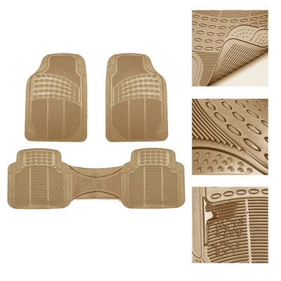 FH Group Universal Floor Mats for Car Heavy Duty All Weather Rubber Mats - Beige - Image 1 of 4