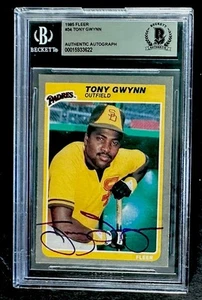 Fleer Tony Gwynn 1985 autógrafo firmado BGS auténtico San Diego Padres Salón de la fama - Imagen 1 de 2