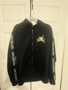 Nike Air Jordan Jumpman Classic schwarz gold Hoodie mit durchgehendem Reißverschluss Herrengröße Large " - Bild 1 von 2