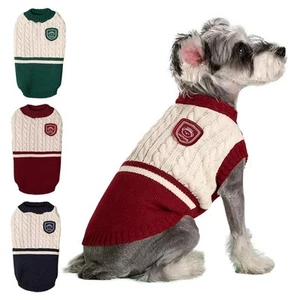 Winter Pet Clothes College Style Puppy Knitted Vest Fashion Dog Cat Sweater - Picture 1 of 15