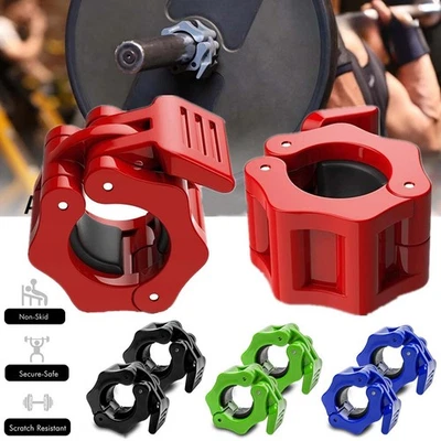 2PC Olympic 1-2" Inch Barbell Clamps Quick Release Standard Bar Weight Plates US - Image 1 of 4