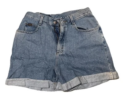 Vintage 90s Riders Shorts Womens 12 Blue Denim High Waisted Light Wash Cuffed - Image 1 of 4