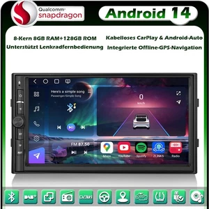 Radio de coche Android 14 8+128GB 8 núcleos doble 2Din GPS Navi para Nissan CarPlay DAB+ - Imagen 1 de 21