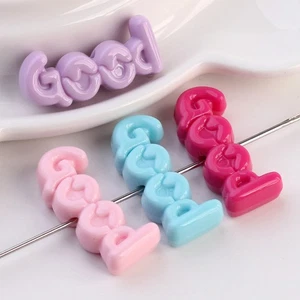 20pcs Mixed Bubblegum Color Large Phrase Beads "Good" Words 31mm Kids Craft - Picture 1 of 13