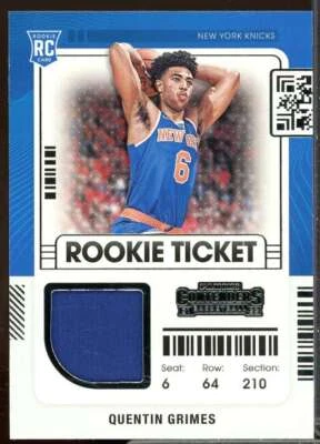 Quentin Grimes Rookie Card 2021-22 Panini Contenders Rookie Ticket Swatches #25  - Image 1 of 2