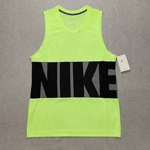 Nike Dri-Fit Mens Medium Neon Gray Black Spell Out Basketball Tank New - Picture 1 of 9