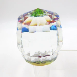 Swarovski Crystal Barrel Paperweight 3" Vitrail Medium Faceted Prism Austria - Picture 1 of 10