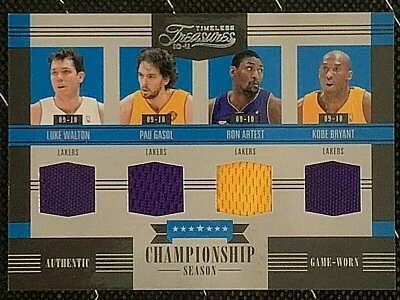 Kobe Bryant, Gasol, Walton, Artest game used jersey patch Lakers 22/25  - Image 1 of 3