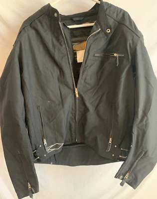 Power-Trip Men’s Large Black Motorcycle Jacket Armored Full Zipper Nylon Padded - Image 1 of 4