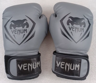 Guantes de Boxeo Venum Adulto 12 Oz. Gancho y bucle negro gris onza Foto 1 de 4