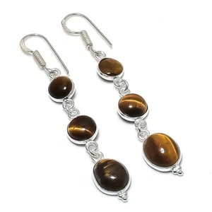 Tigerauge Edelstein 925 Sterlingsilber Schmuck Ohrring 2,44" X-Mas Geschenk f449 - Bild 1 von 3