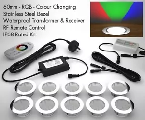 10 X 60mm LED Deck/decking Lights Multicolour RGB Colour Changing Kitchen Plinth - Picture 1 of 10