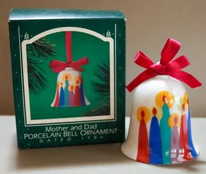 Vintage Hallmark Keepsake Ornament Mother And Dad Porcelain Bell 1986 - Picture 1 of 4