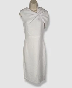$440 Alice + Olivia Women's White Kiro Ruffle Shoulder Sheath Dress Size 2 - Picture 1 of 7