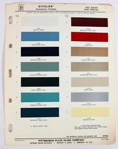 1965 Buick & Special Color Paint Chip Sheet Ditzler PPG Automotive Finishes - Picture 1 of 1